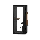 010_10 - Lumin 1P Phone Booth with 3 Side Glass and Stool - Matte Black (BK) and Walnut (WA)_0.webp
