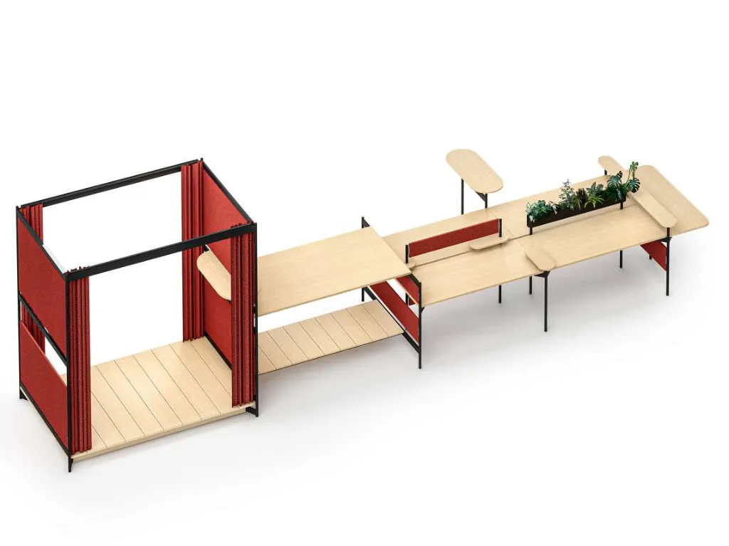 31 - Longhouse Bench with Pavilion and Social Table.webp