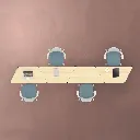 004_10 - Hockey 4 Trapezoid Desk Cluster - Top View.webp