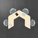 9 - Hockey 4 Trapezoid Desk Cluster - Top View.webp