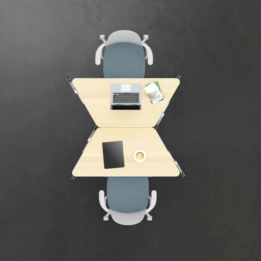 4 - Hockey 2 Trapezoid Desk Cluster - Top View.webp