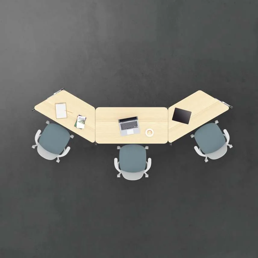 5 - Hockey 3 Trapezoid Desk Cluster - Top View.webp