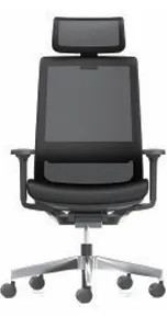 [CCR-AF2P13AD-W] AIRFORT 2.0 Өндөр түшлэгтэй сандал, Хар хүрээ, Хуванцар суурь, 1D гар амраагч, Толгойн түшлэг, Хар хатуу дугуй