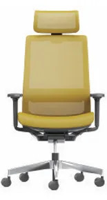 [CCR-AF2P13AY-W] AIRFORT 2.0 High Back Chair, Black frame, Nylon base, 1D armrest, w/Headrest, Hard caster - Orange