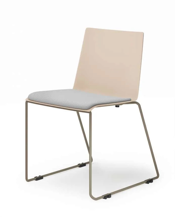 SLASH upholstered sled-leg chair without armrests Chesnut/Stone - TX224