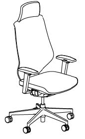 FOLIA Leather Chair, w/Headrest, 2D Armrest, 4-Position Lock, w/Lumbar, Black frame, Aluminum base