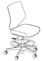 FOLIA Standart Swivel Stool, No Headrest, No Armrest, Adjustable foot ring